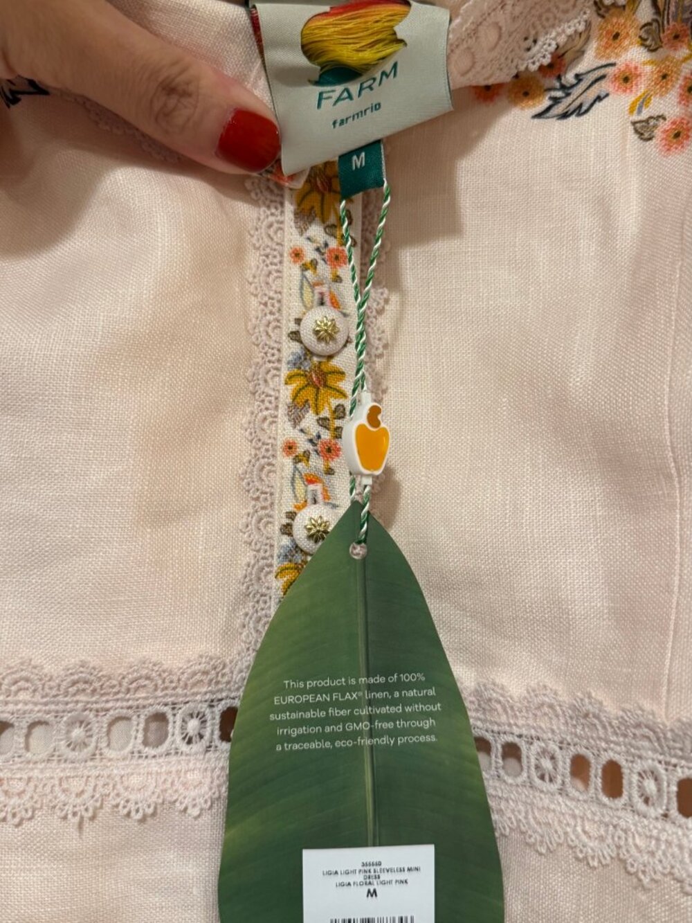 Farm Rio 100% Linen Mini Dress Size M - Picture 4 of 6